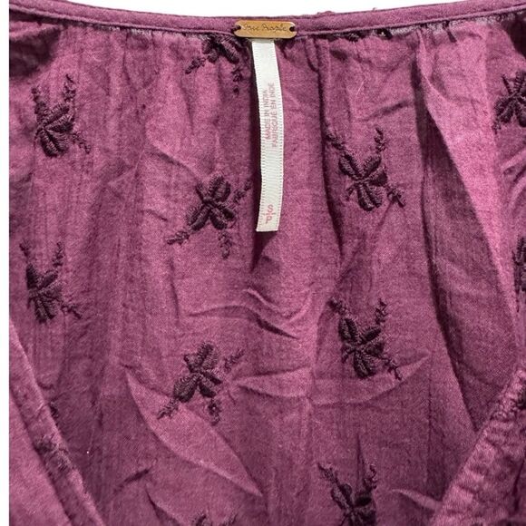 FREE PEOPLE Nostalgic Feels Blouse Burgundy Size Small - Picture 6 of 6